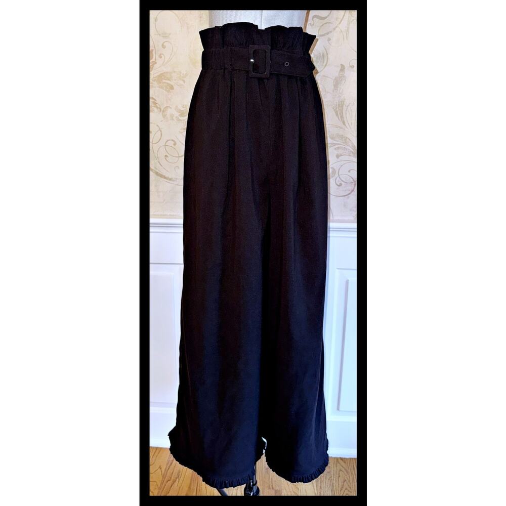 EATME Japan Belted Wide Pants Black Size M Preppy Gyaru Shoujo J Fashion